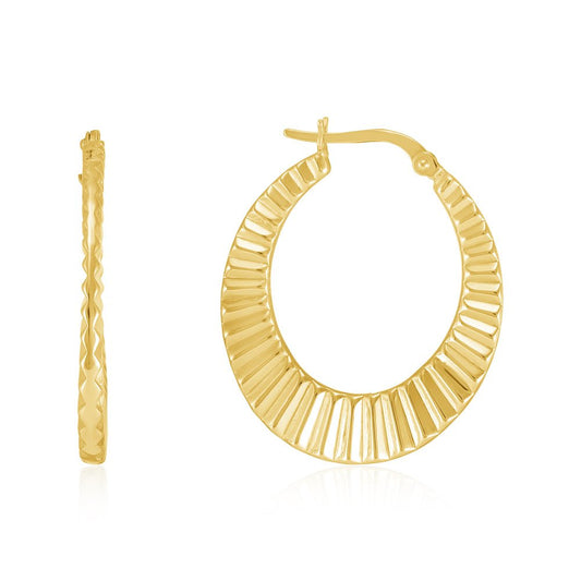 18ct yellow gold Ribbed Creole Earrings PKP0049 - FJewellery