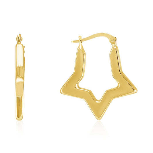 18ct yellow gold Star Creole Earrings PKP0048 - FJewellery