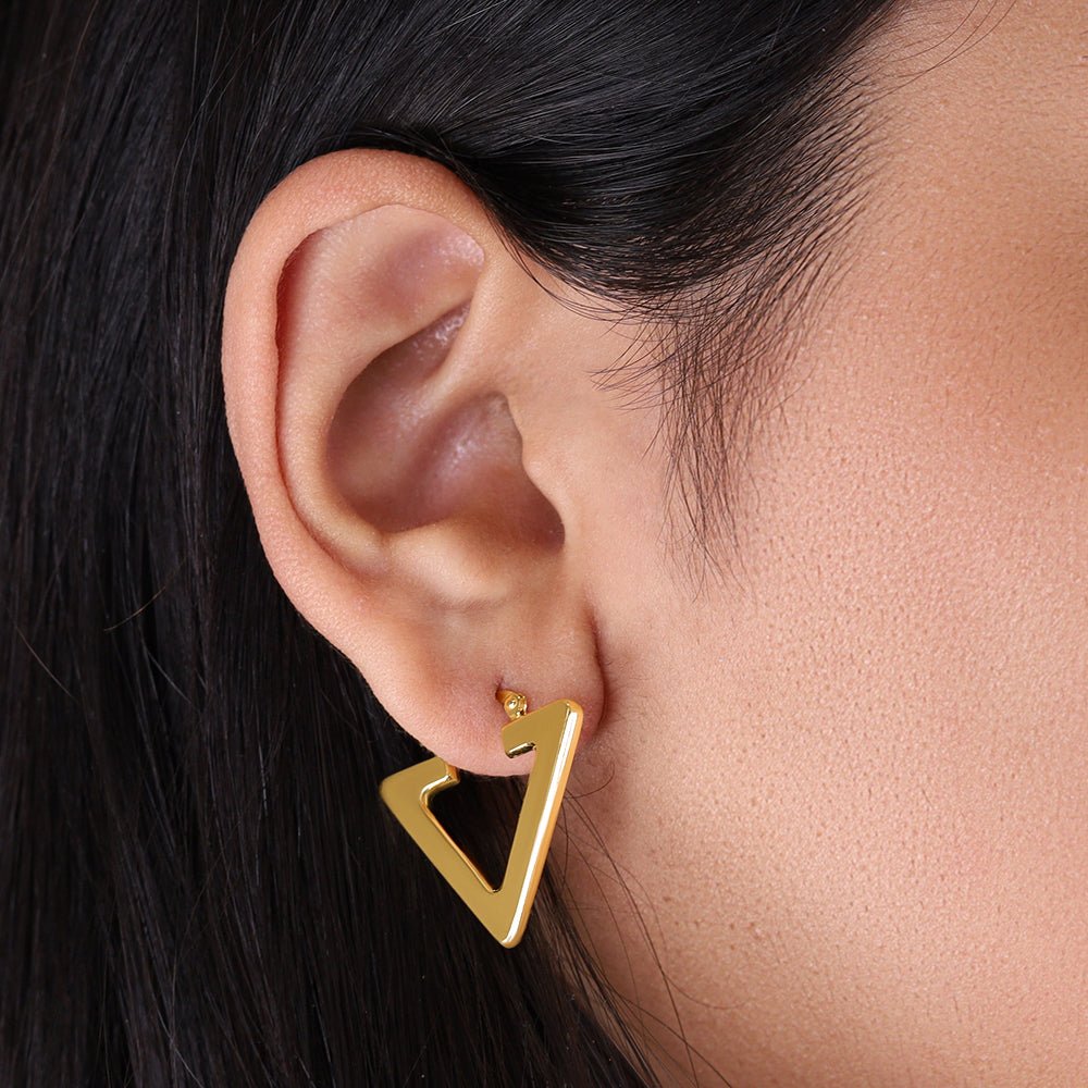 18ct yellow gold Triangle Creole Earrings PKP0027 - FJewellery