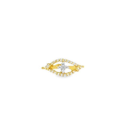 22ct Yellow Gold Cubic zirconia flower ring RN24 - FJewellery