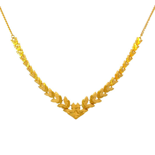 22ct yellow gold leaf necklace 02012731 - FJewellery