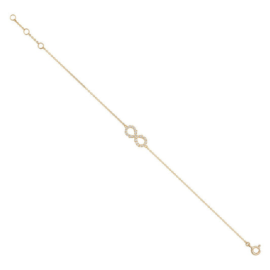 9 Carat Yellow Gold Cubic Zirconia Infinity Bracelet - 7" - FJewellery