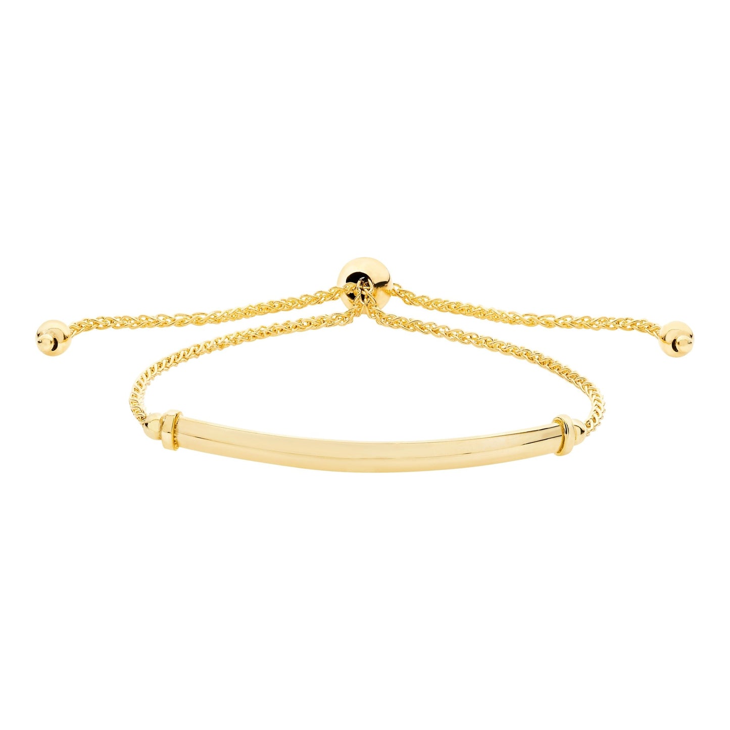 9 Carat Yellow Gold ID Pull Style Bracelet - 8 Inches - FJewellery