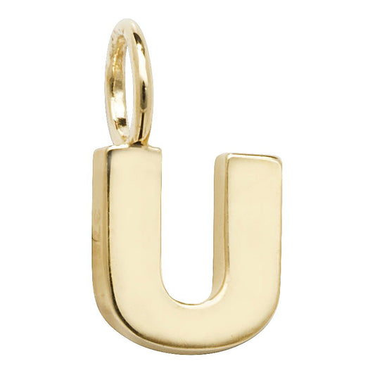 9 Carat Yellow Gold Initial Letter U Charm Pendant - FJewellery