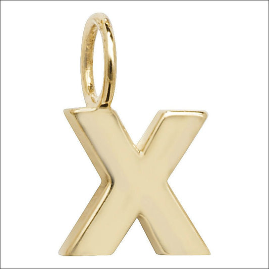 9 Carat Yellow Gold Initial Letter X Charm Pendant - FJewellery