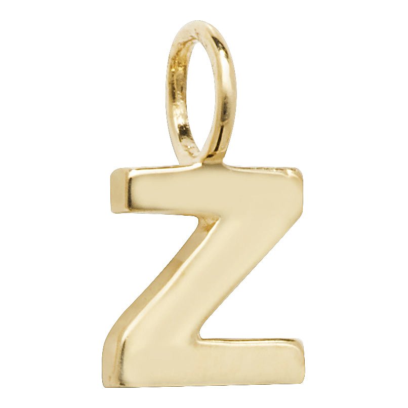 9 Carat Yellow Gold Initial Letter Z Charm Disc Pendant - FJewellery