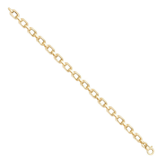 9 Carat Yellow Gold Oval Belcher Bracelet - 7.5 Inches - FJewellery