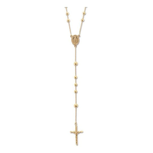 9 Carat Yellow Gold Rosary Bead Necklace - 24 Inches - FJewellery