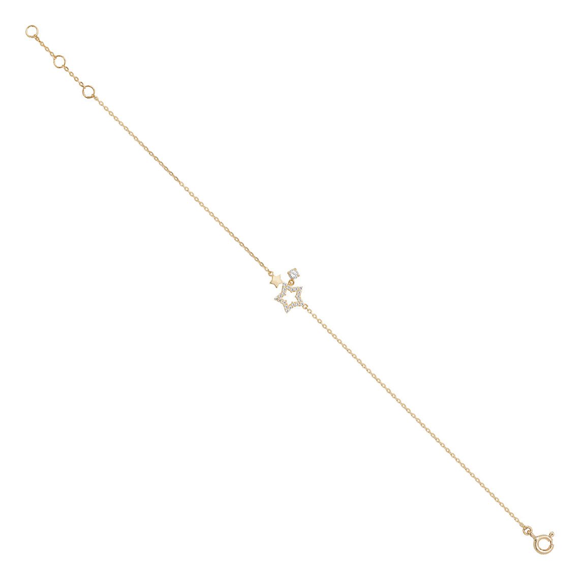 9 Carat Yellow Gold Star Bracelet - 7 Inches - FJewellery