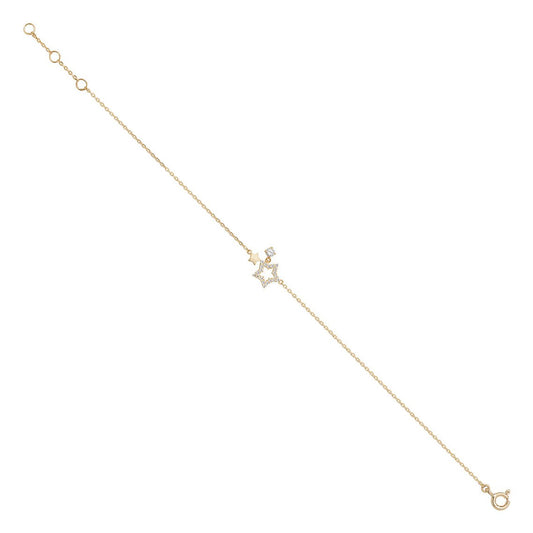 9 Carat Yellow Gold Star Bracelet - 7 Inches - FJewellery