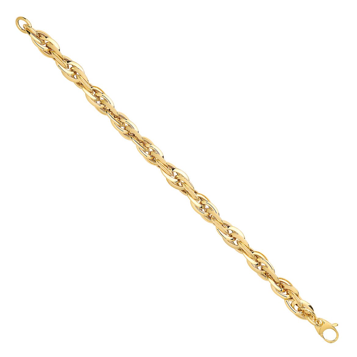 9 Carat Yellow Gold Twisted Rope Style Bracelet - 7.5" - FJewellery