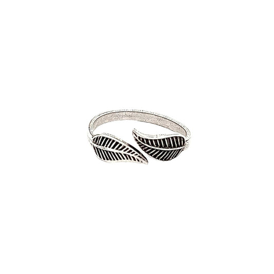 925 silver double leaf ring AS0035 - FJewellery