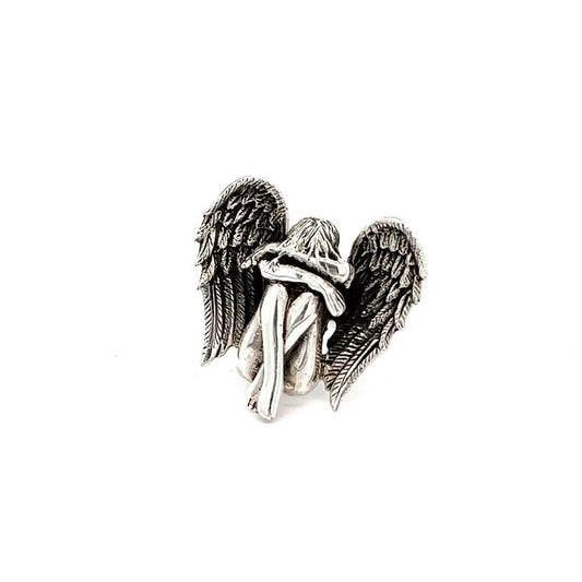 925 silver sitting angel ring AS0005 - FJewellery