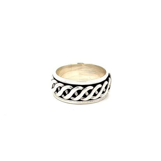 925 silver spinning ring with rope weave design AS0041 - FJewellery