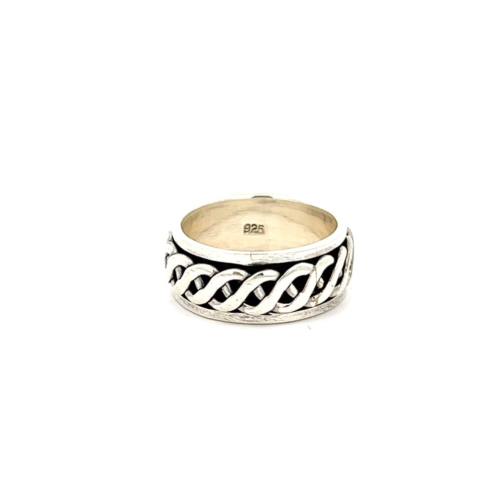 925 silver spinning ring with rope weave design AS0041 - FJewellery