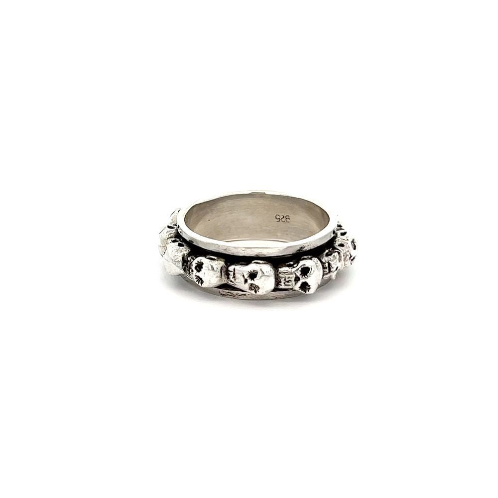 925 silver spinning skulls ring AS0020 - FJewellery