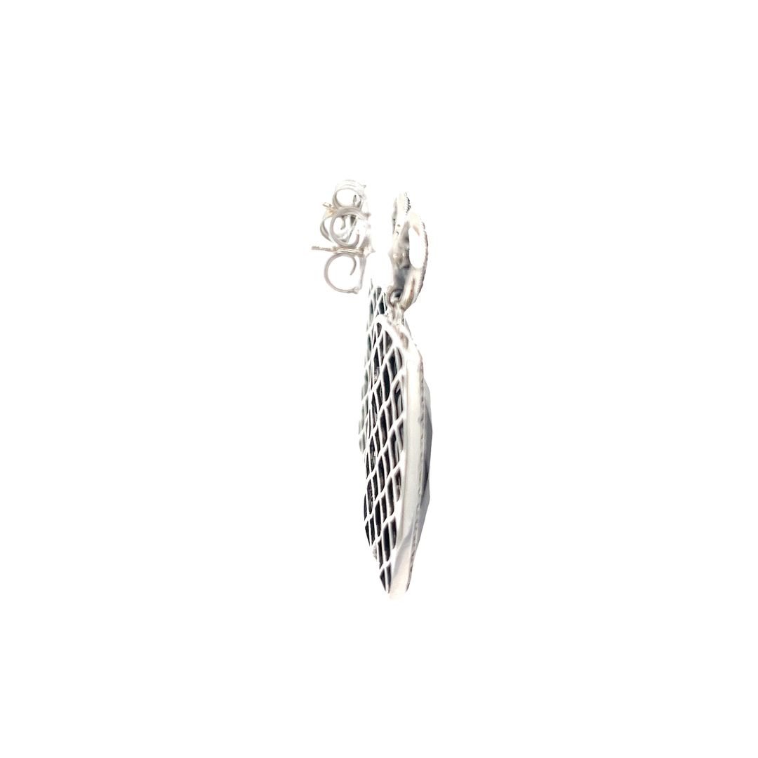 925 Silver Sterling Silver Black Onyx Earrings SER5001 - FJewellery