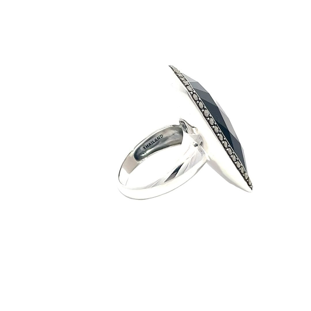 925 Silver Sterling Silver Black Onyx Ring SRN5001 - FJewellery