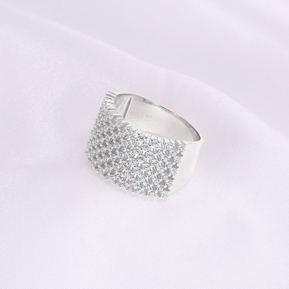 925 Sterling Silver 12mm Wide Claw Setting CZ Dress Ring - FJewellery