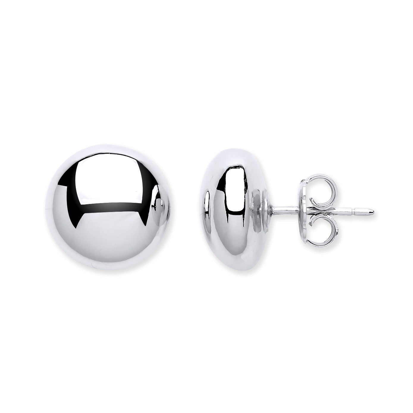 925 Sterling Silver 13mm Button Stud Earrings - FJewellery