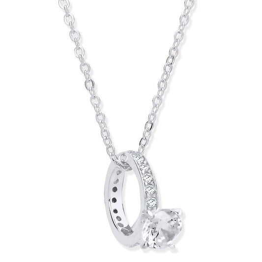 925 Sterling Silver 1.5mm Chain With Ring Pendant - FJewellery