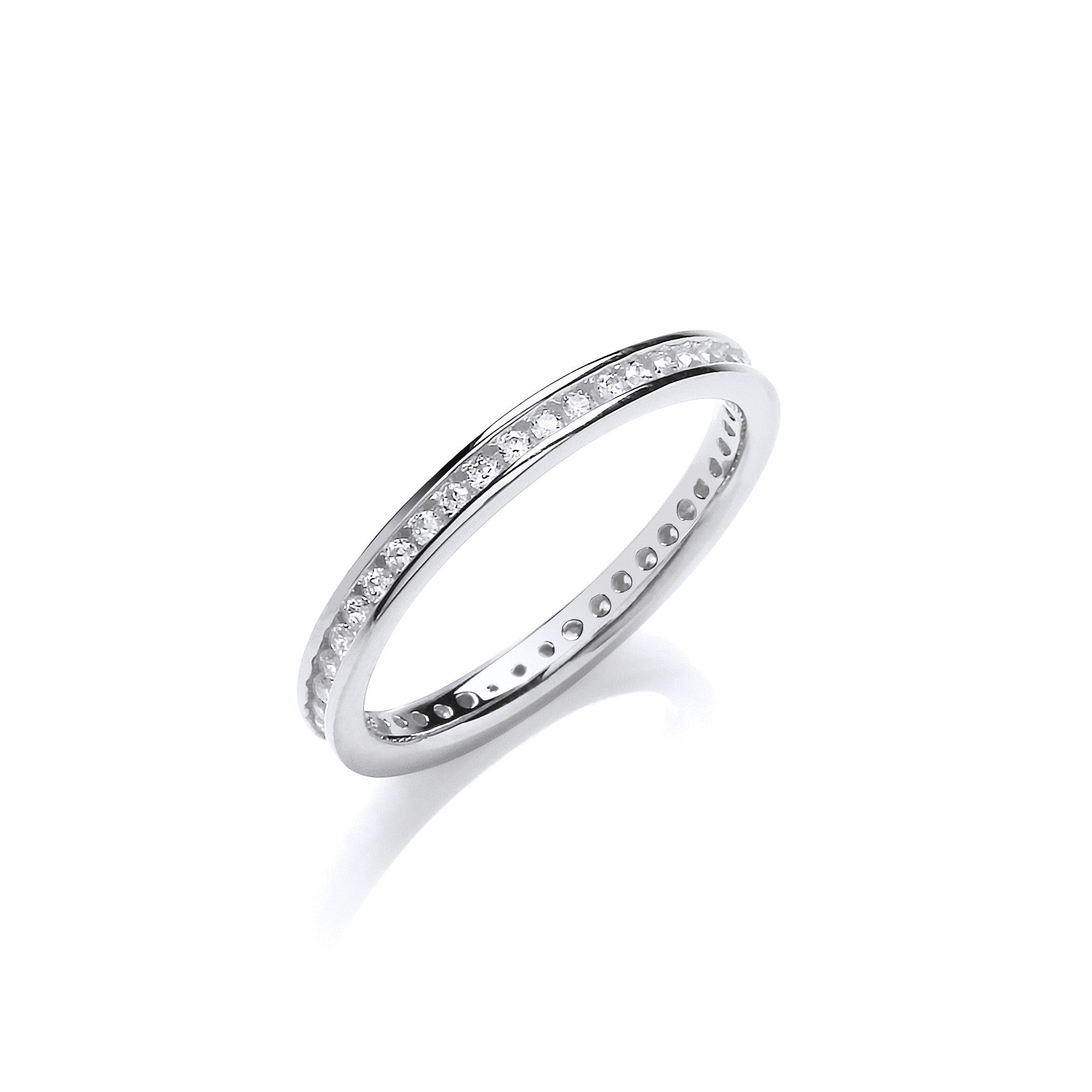 925 Sterling Silver 2mm CZ Full Eternity Ring - FJewellery