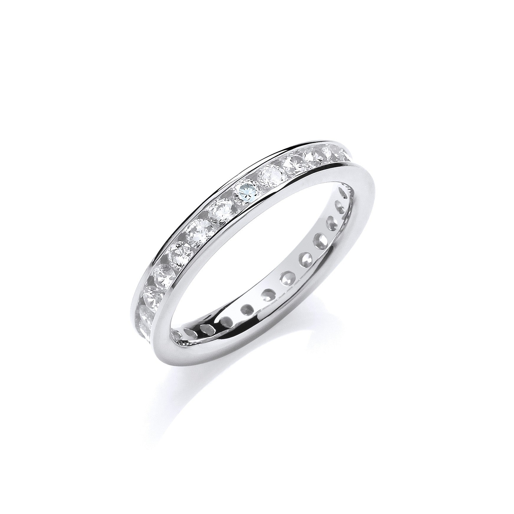 925 Sterling Silver 3mm CZ Full Eternity Ring - FJewellery