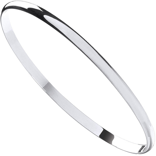 925 Sterling Silver 4mm D - Shaped Slave Bangle - FJewellery