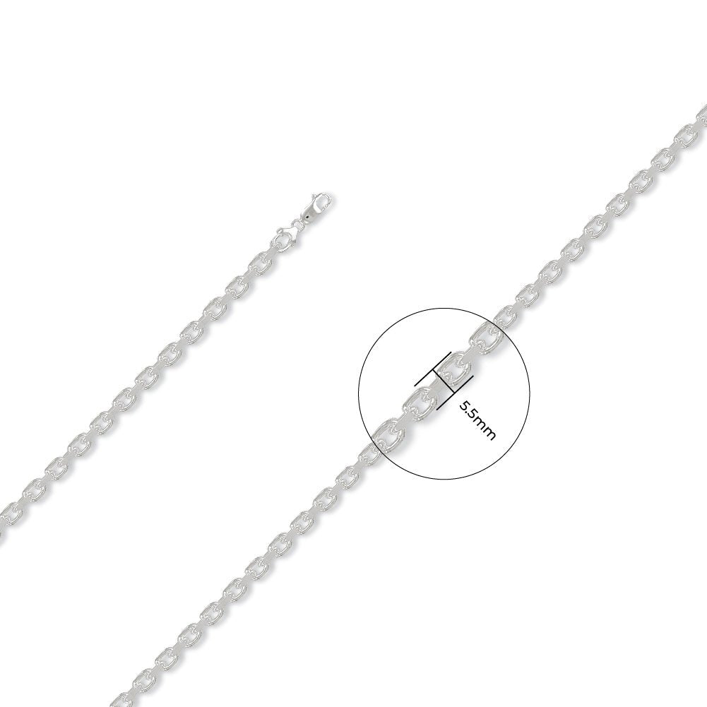 925 Sterling Silver 5.5mm Diamond Cut Belcher Chain - FJewellery
