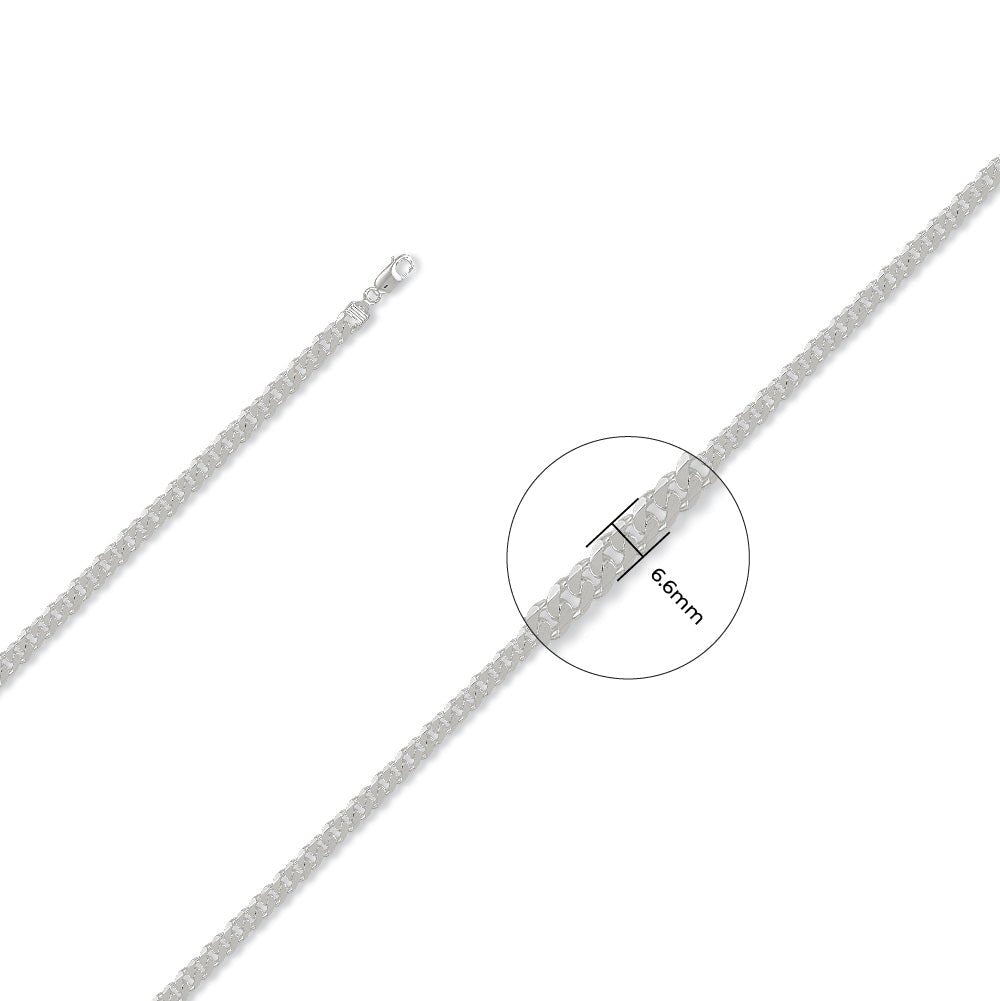 925 Sterling Silver 6.6mm Curb Chain - FJewellery
