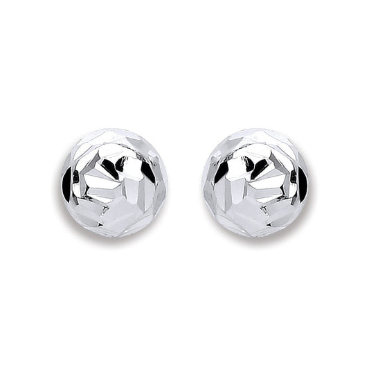 925 Sterling Silver 6mm Disco Half Ball Earrings - FJewellery