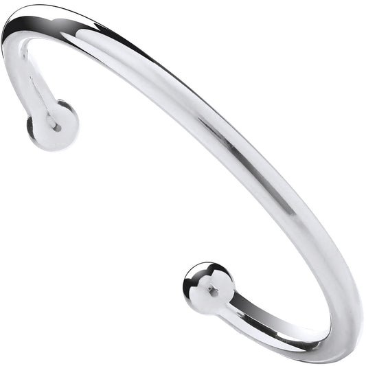 925 Sterling Silver 6mm Gents Torque Bangle 6mm - FJewellery