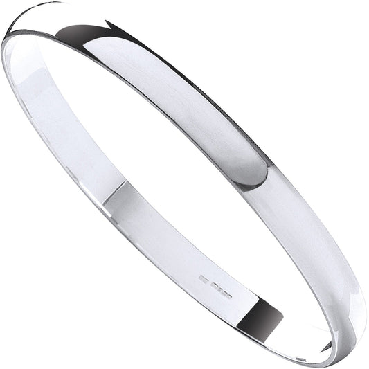 925 Sterling Silver 7mm D - Shaped Slave Bangle - FJewellery