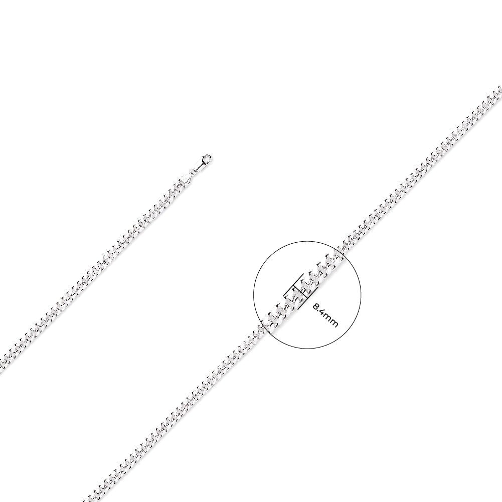 925 Sterling Silver 8.5mm Domed Curb Chain - FJewellery