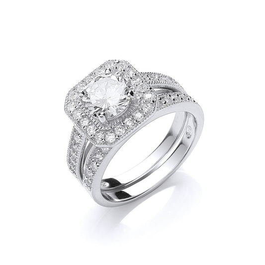 925 Sterling Silver Amazing Bridal Set Cz Rings - FJewellery