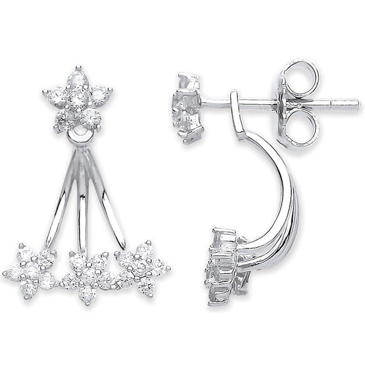 925 Sterling Silver And Cz Wrap Style Earrings - FJewellery