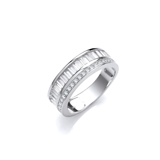 925 Sterling Silver and White CZ Dress Ring - FJewellery