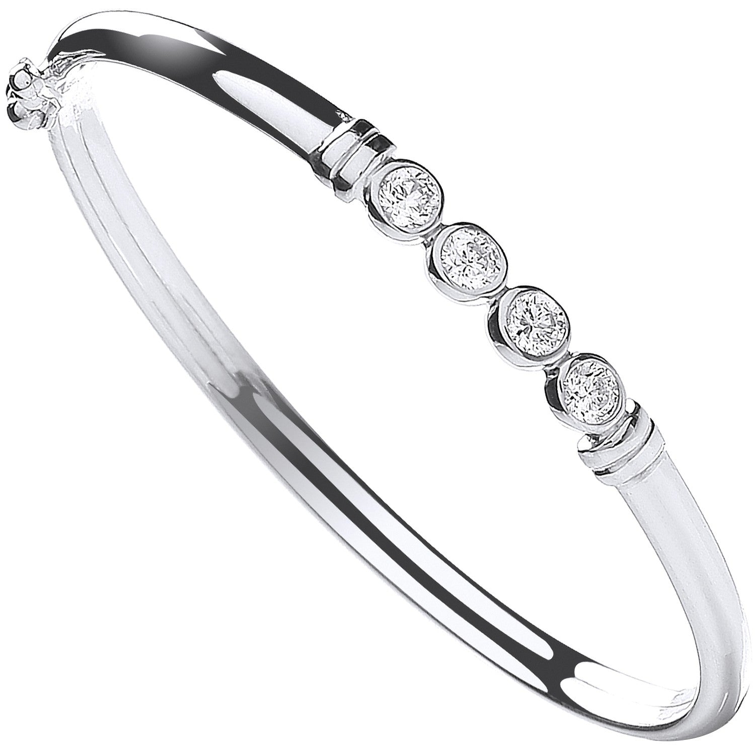 925 Sterling Silver Baby Cubic Zirconia Bangle - FJewellery