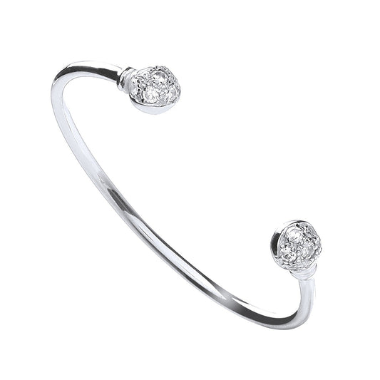 925 Sterling Silver Baby Cz Torque Bangle - FJewellery