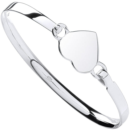 925 Sterling Silver Baby Heart Bangle - FJewellery