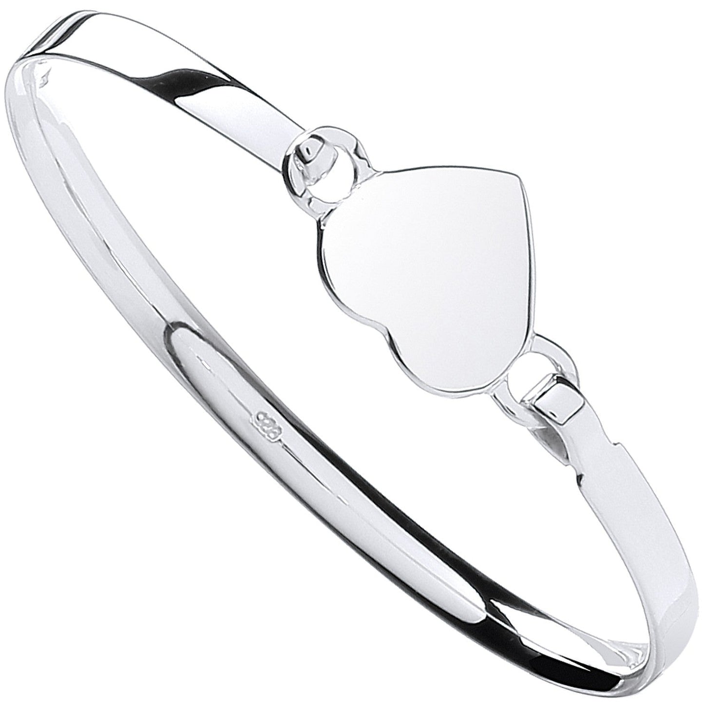 925 Sterling Silver Baby Heart Bangle - FJewellery