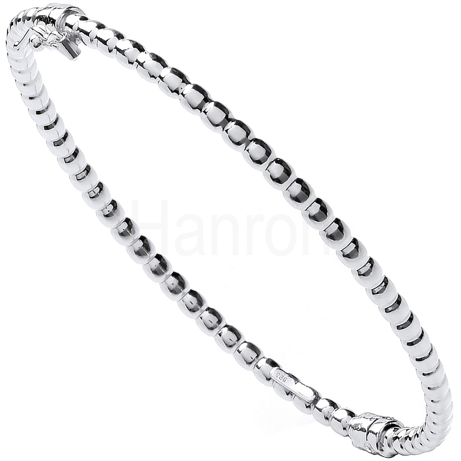 925 Sterling Silver Bead Ladies Bangle - FJewellery