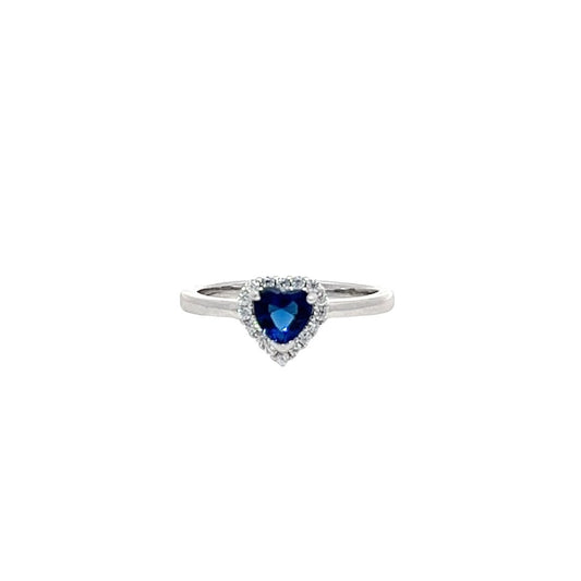925 Sterling silver Blue CZ Heart Ring DSHSR0431 - FJewellery