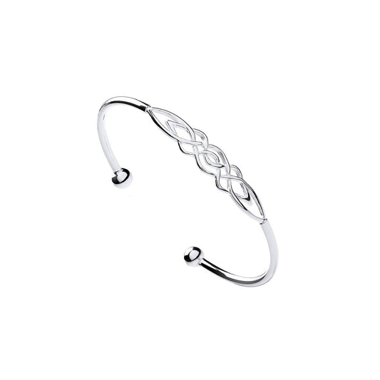 925 Sterling Silver Celtic Design Solid Ladies Bangle - FJewellery
