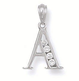 925 Sterling Silver Channel Set Cz Initial Pendant - FJewellery