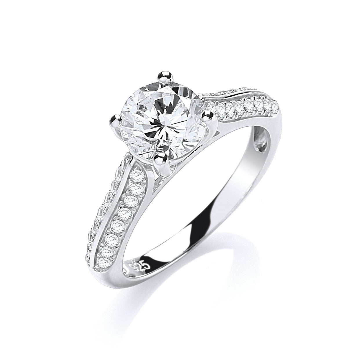 925 Sterling Silver Charming CZ Solitaire Ring - FJewellery