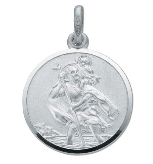 925 Sterling Silver Classic Round St Christopher - FJewellery