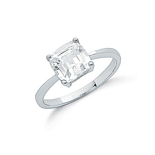 925 Sterling Silver Claw Set Cushion Cut Cz Solitaire Ring - FJewellery
