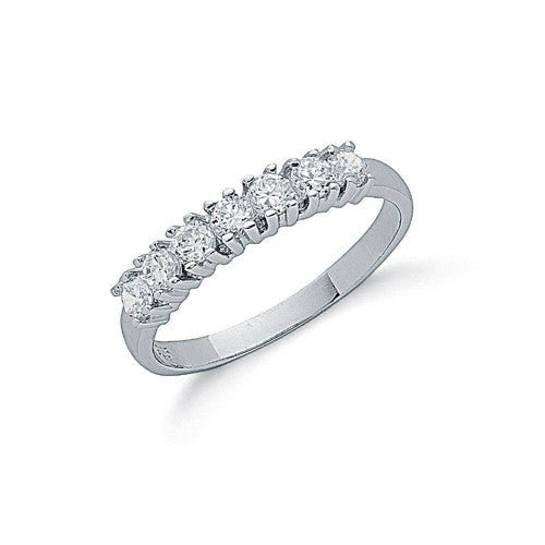 925 Sterling Silver Claw Set Cz Half Eternity Ring - FJewellery