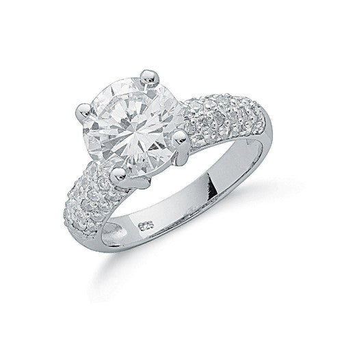 925 Sterling Silver Claw Set Fancy Cz Solitaire Ring - FJewellery